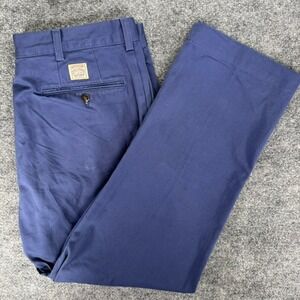 Polo Ralph Lauren Whitman Men Chino 37x30 Pleated Relaxed Fit Blue Pants